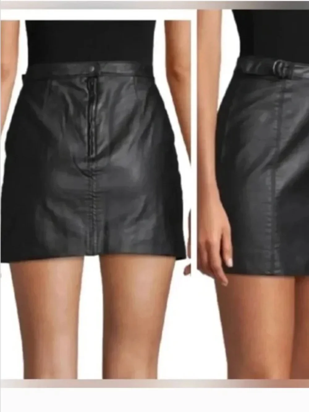 Free People Women's "Midnight Magic" Faux Leather Mini Skirt In Black - Size 8 - Picture 7 of 9